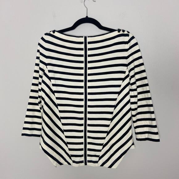 Veronica Beard Lincoln Mariner Black Cream Striped Boat Neck Top Size XS - Picture 5 of 5